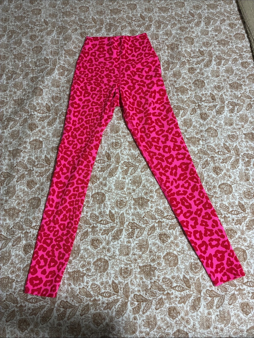 Beach Riot Hot Pink & Red Leopard Print Leggings